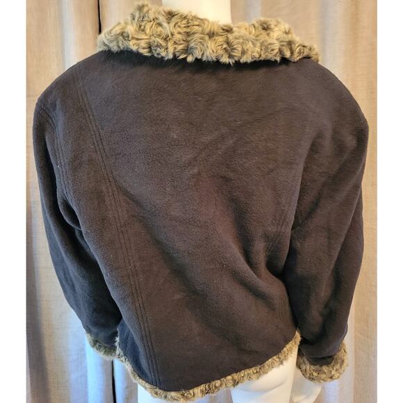 Fjall Nordic Design Faux Fur Wool Reversible Bison Jacket Womens Toggle Button L - Picture 8 of 10